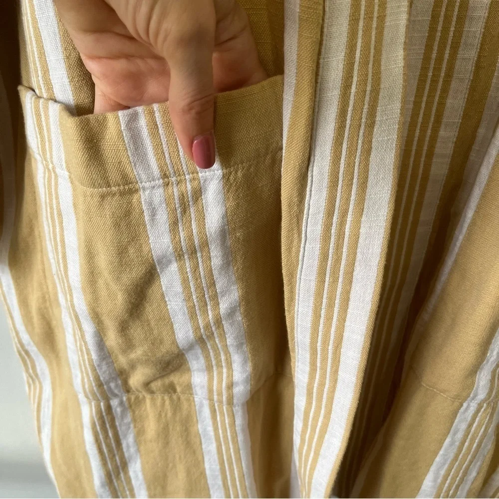 Eileen Fisher Reed White Stripe Kimono Duster Robe Coat